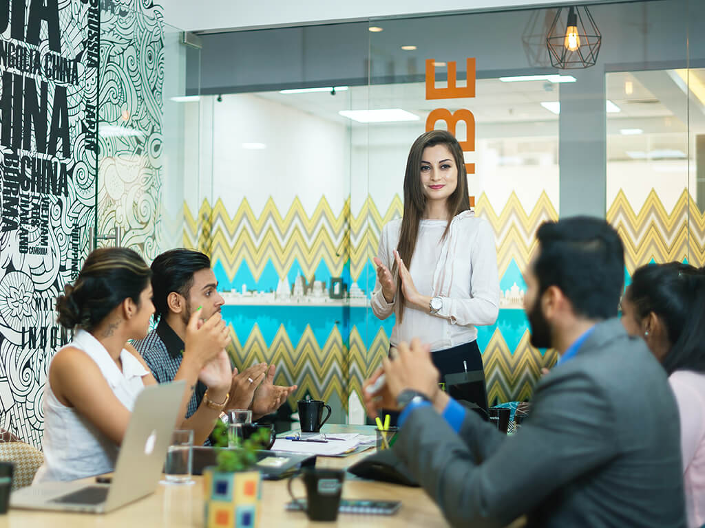 Horn Industries team discussing financial strategies